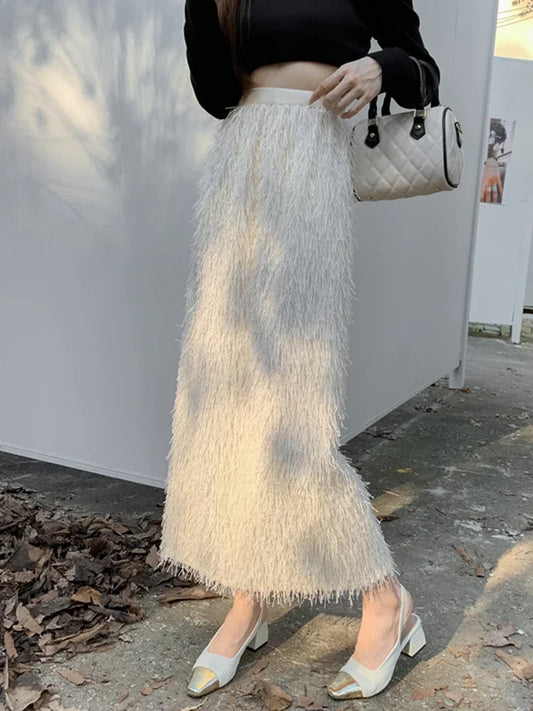 Women's Textured Long Split Skirt