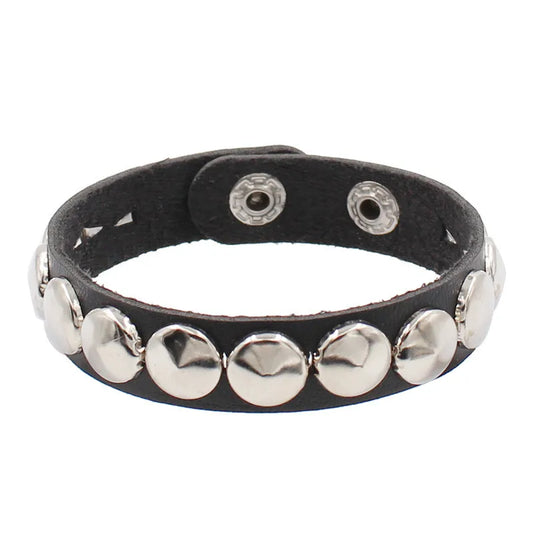 Fashion Punk Rivet Chain Bracelet Spike Leather Rock Style Metal Bracelet Wristbands Unisex Leather Bracelet