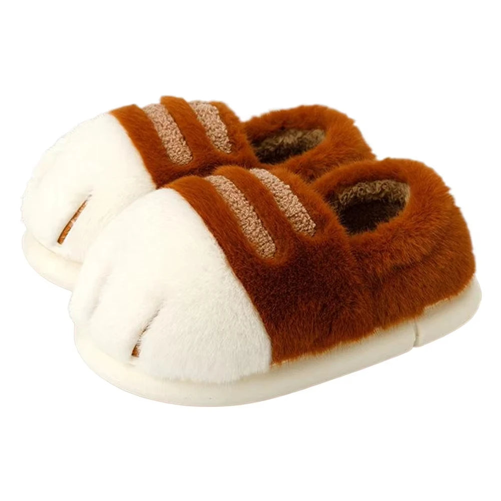 New Adorable Kitty Claw Slippers Women's Home Shoes Non Slip Furry Mules Female Fashion Warm Fluffy Slides Outdoor Cat Slippers