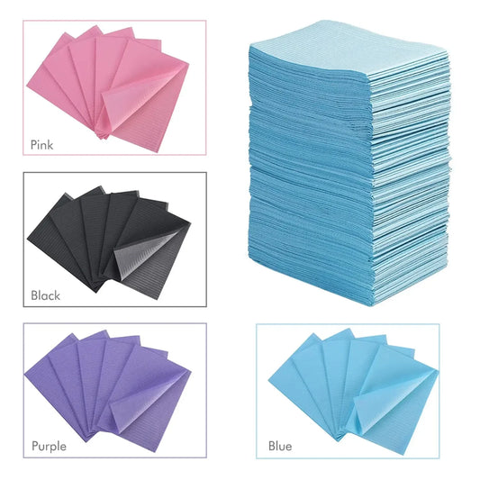 20 Pcs 3-Ply Disposable Nail Table Towels Mat / Nail Pad - Purple, 13" X 18" Disposable Dental Bibs / Dentist Bibs & Tray Covers