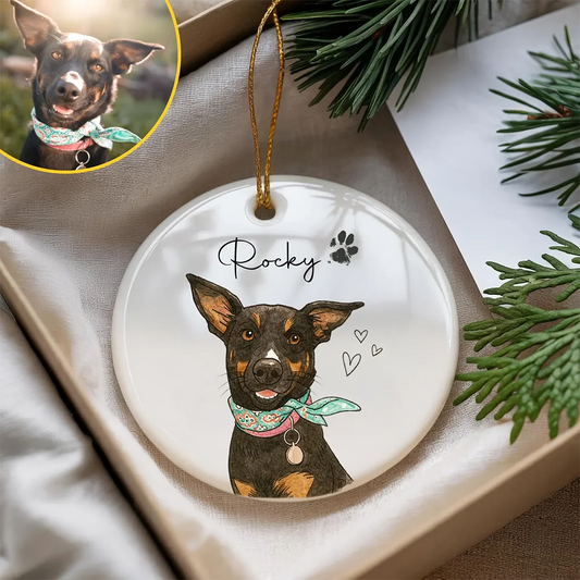 Personalized Watercolor Pet Photo Ornament Custom Dog Or Cat Memorial Keepsake Gift Custom One Side Two Side Accessories
