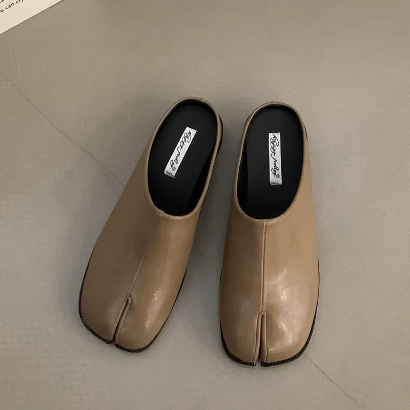 Bailamos Women Split Toe Slippers Round Toe Shallow Lazy Boat Slingback Mules Shoes Tabi Ninja Slip On Flats Soft Loafers Mujer