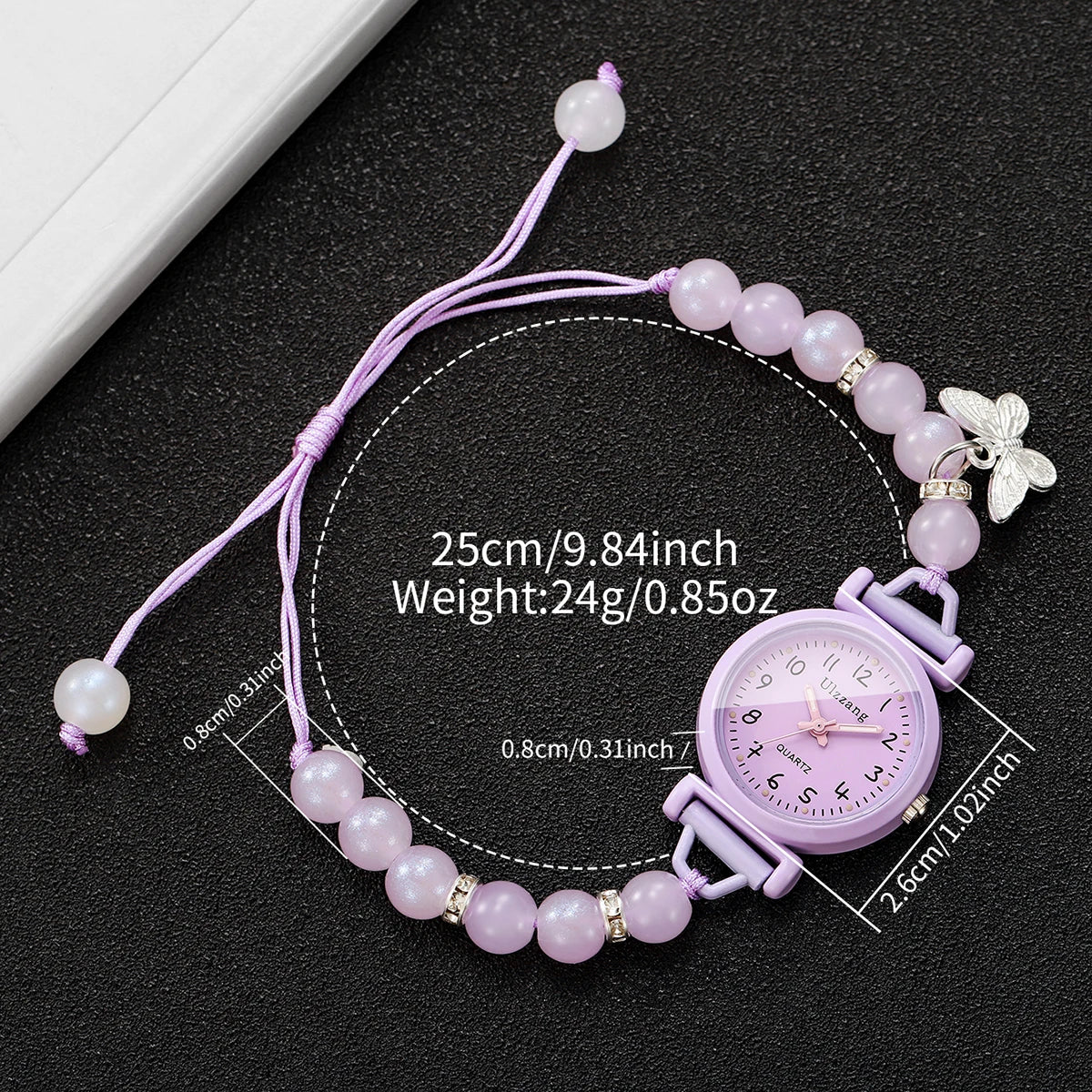 Fashion Arabic Dial Women Watches Girls Students Beads Strap Quartz Wristwatch with Butterfly Relogio Feminino (Without Box)