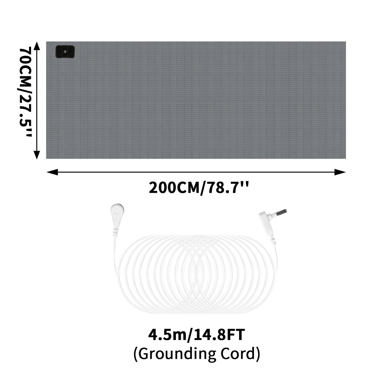 Grounding Sheet with Grounding Cord Organic Cotton and 10% Silver Fiber Materials Natural Wellness Antistatic Release Stress