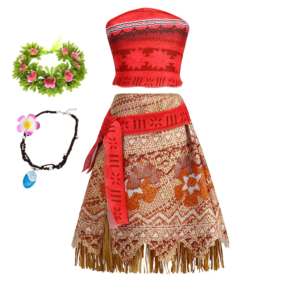 New Movie Girl Dress 2026 Halloween Party Ocean Adventure Costume Princess Clothes Children Vaiana Outfit Dress