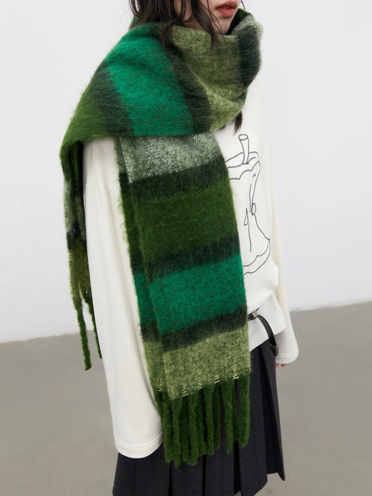 CHIC VEN New Fashion Women Long Scarfs Soft Sticky Female Scarf Contrast Striped Warm Autumn Winter 2026 Clothing Accessories