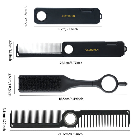 1Pcs Professional 360° Rotating Barber Cutting Comb Double Sided Folding Comb Portable Fade Brush Men Hair Grooming Styling