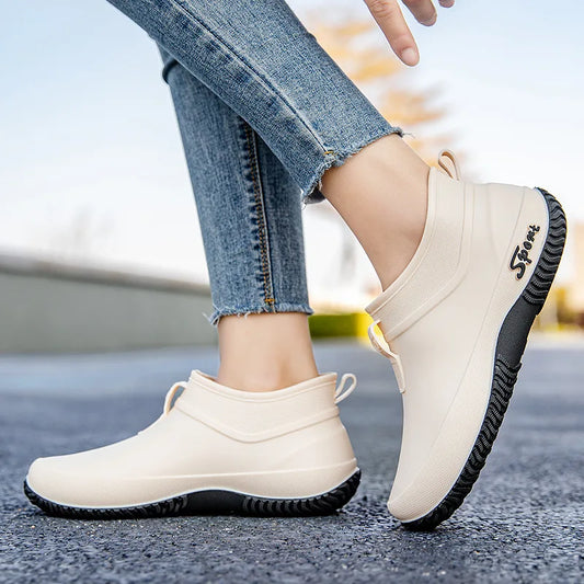 Leisure Thick Soled Waterproof Outdoor Wear-resistant Women's Short Tube Water Shoes Daily Casual Rain Boots 2026 New