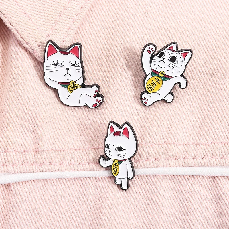 Funny Middle Finger Cat Enamel Pins - Turbo Granny Spying Cartoon Anime Characters Brooches Lapel Badge for Humorous Gifts
