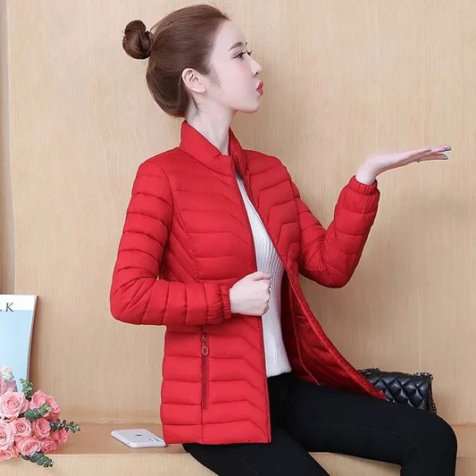 Fashion Women Puffer Jackets Ultralight Duck Down Cotton Jacket 2026 New Autumn Winter Long Sleeve Warm Coat Female Parka