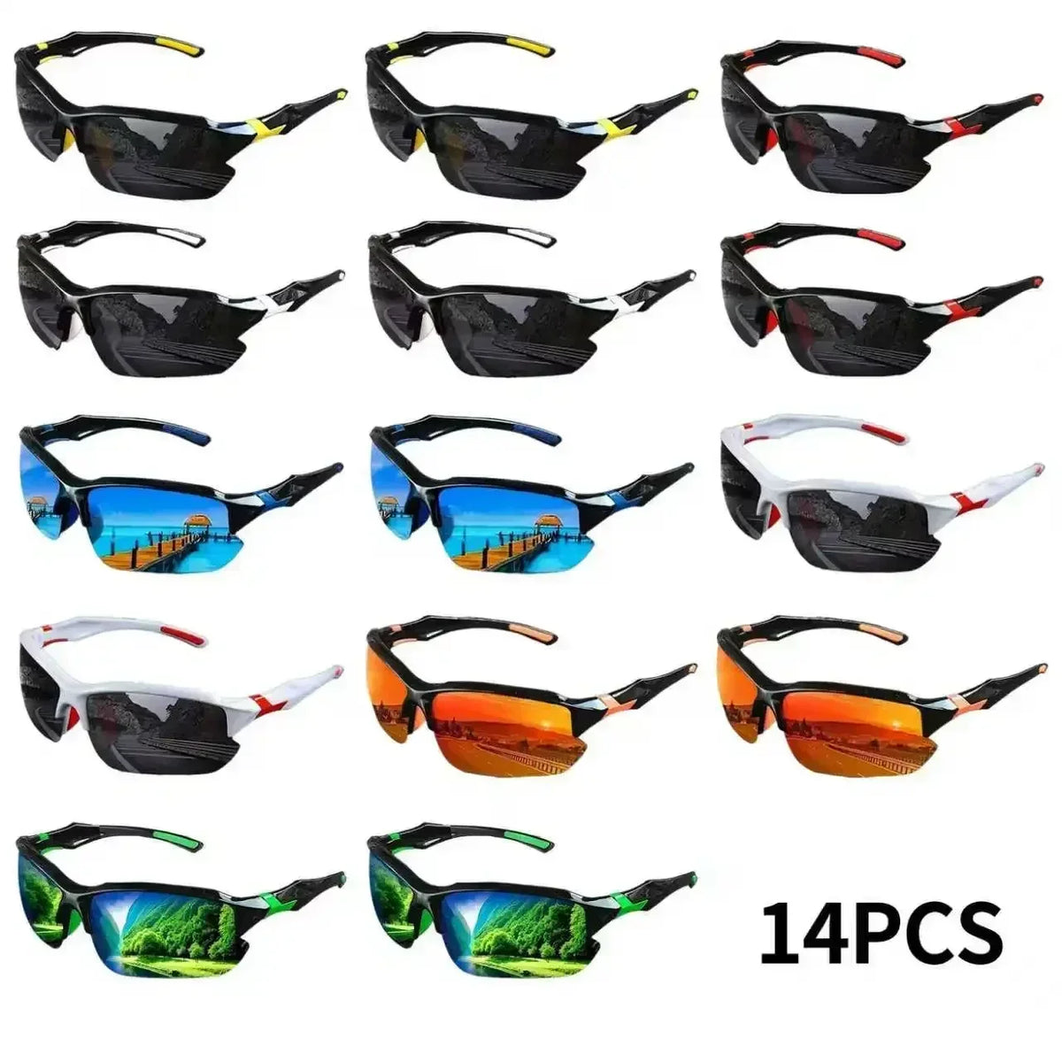 7/14PCS Polarized Sports Glasses for Men and Women Outdoor Windproof Fashionable Suitable for Baseball Running Fishing Golf and Driving Christmas Gift Recommendation