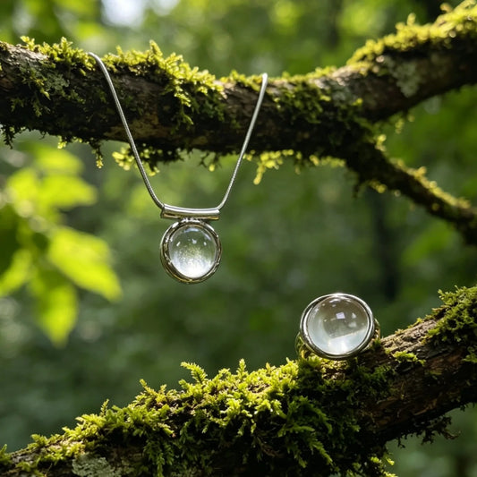 Transparent Square Crystal Pendant Necklace Ring Set Elegant Trendy Women Jewelry Wholesale