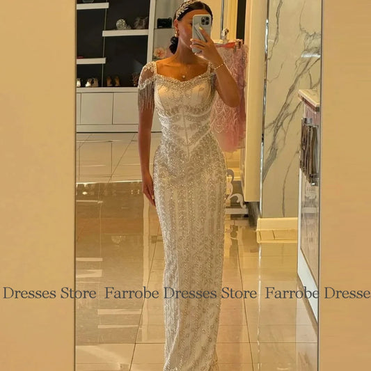 Embellished Satin-Look Long Evening Dress