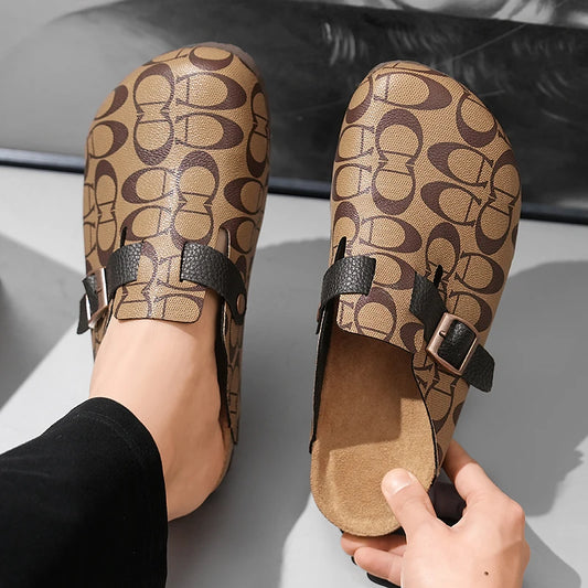 Unisex Closed Toe Cork Mules All Seasons, Light Non-slip Durable Versatile Outdoor Beach Half Slippers