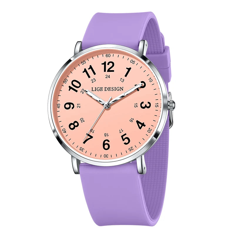 LIGE Simple Women's Wristwatch Fashion Elegant Ladies Watches Silicone Original Quartz Waterproof Watches for Woman Reloj Hombre