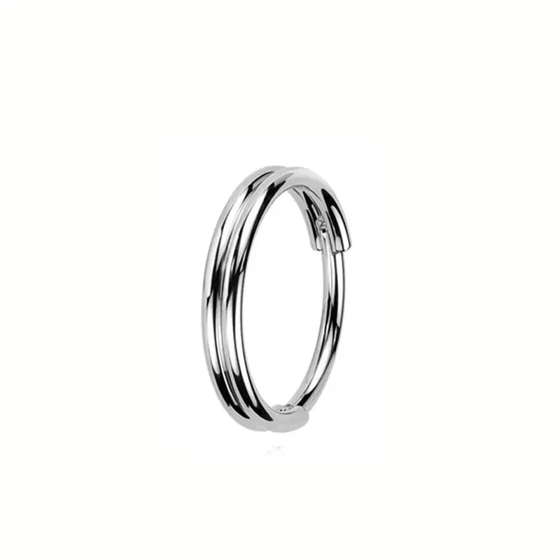 ASTM F136 Titanium 16G Double Layered Zircon Nose Clicker Segment Clicker Ring Helix Cartilage Nose Ring Piercing Body Jewelry