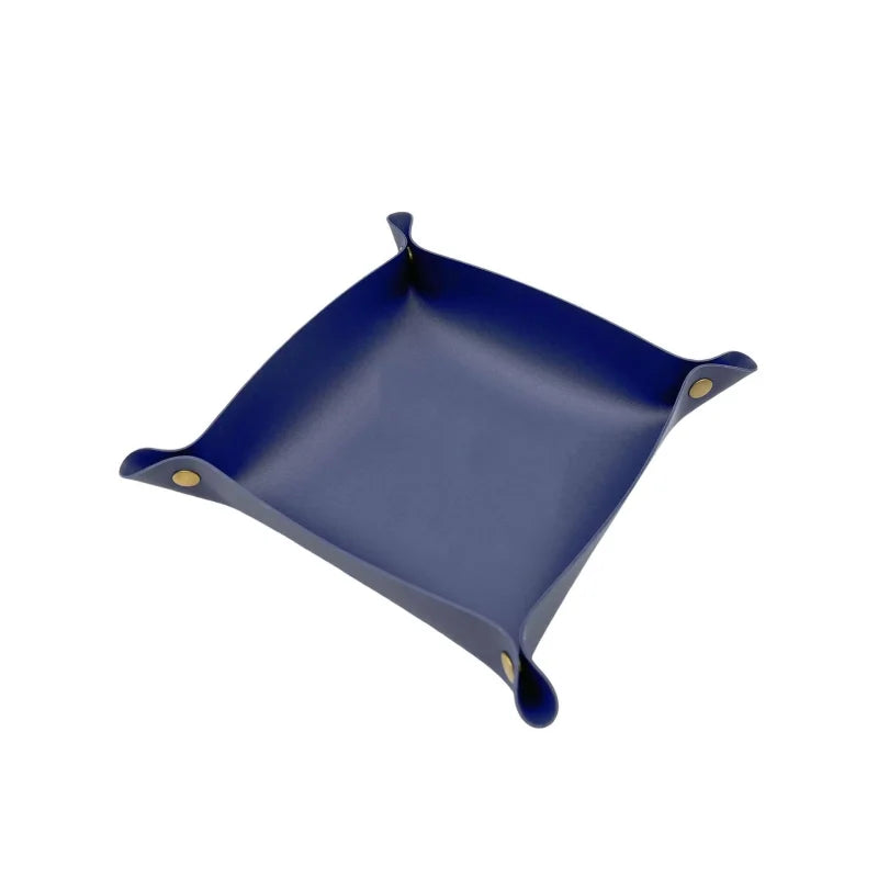 1Pc Colorful Foldable PU Leather Storage Box Desktop Tray Organizer for Jewelry Phone Key Wallet Coin