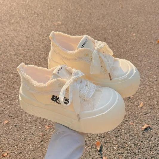 New Spring Women Breathable Sneakers Cute Pink Graffit Shoes Thick Heel Sneakers Casual Running Platform Y2K Lolita Sports Shoes