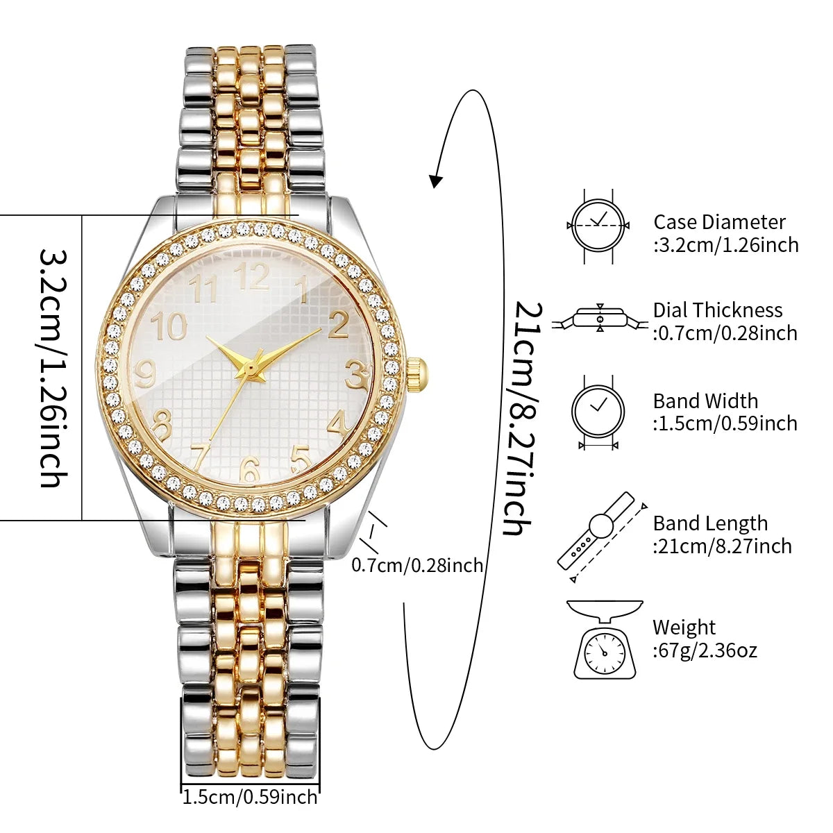 Fashion Rhinestone Women Watches Arabic Dial Stainless Steel Strap Ladies Dress Quartz Wristwatch Relogio Feminino(Without Box)