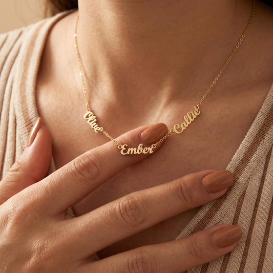 Custom Three Four Five Six Names Necklaces For Women Stainless Steel Customized Necklace Pendant Personalized Neck Chain Jewelry