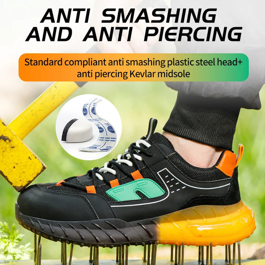 Men Work Safety Shoes Indestructible Breathable Air cushion Work Sneakers Puncture-Proof Safety Boots Protective Security Shoes
