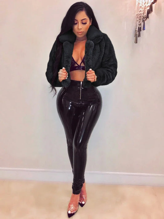 CPSYMYM Thick Faux Fur Jacket Women Autumn Winter Short Cropped Coat Jackets Warm Luxury Cardigan Bomber Female Clothes
