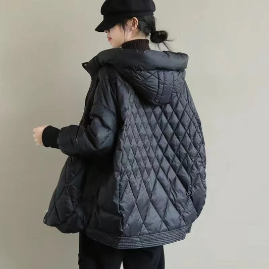 Women's Hooded Diamond-Quilted Jacket