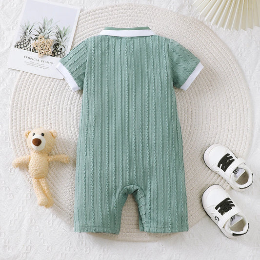 0-18 Months Old Newborn Baby Boy Jumpsuit Cute Little Bear Short Sleeved Jumpsuit Baby Clothing Boy Baby Summer Crawling Suit