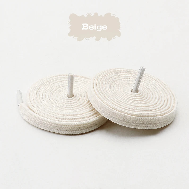 1Pair/3Pair Classic Solid-Color Flat Laces Premium Cotton Casual Shoelaces Sneaker 0.8cm Width Shoelace Length 100/120/140/160cm