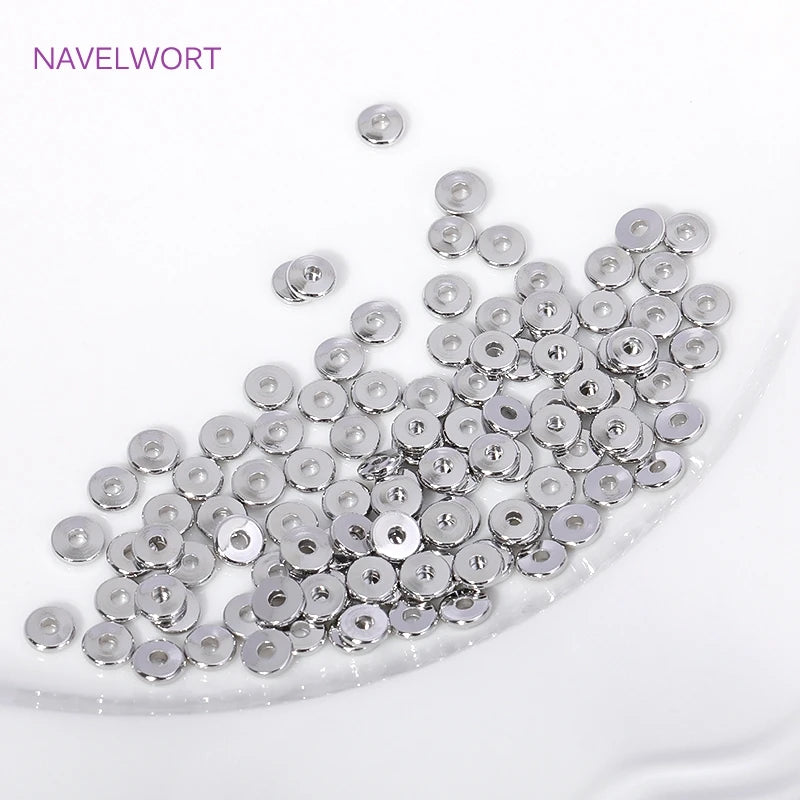 3/4/5/6MM 18K Gold Plated Round Spacer Flat Beads Brass Metal Smooth Separator Bead For Jewelry Making DIY Bracelet Accessories
