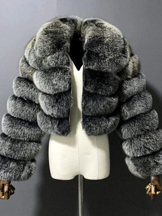 2024 Women's Faux Fur Coat Winter Women Short Warm Thick Faux Fox Fur Coat Vests Raccoon Fake Fur Coat Office Lady Warm Jacket
