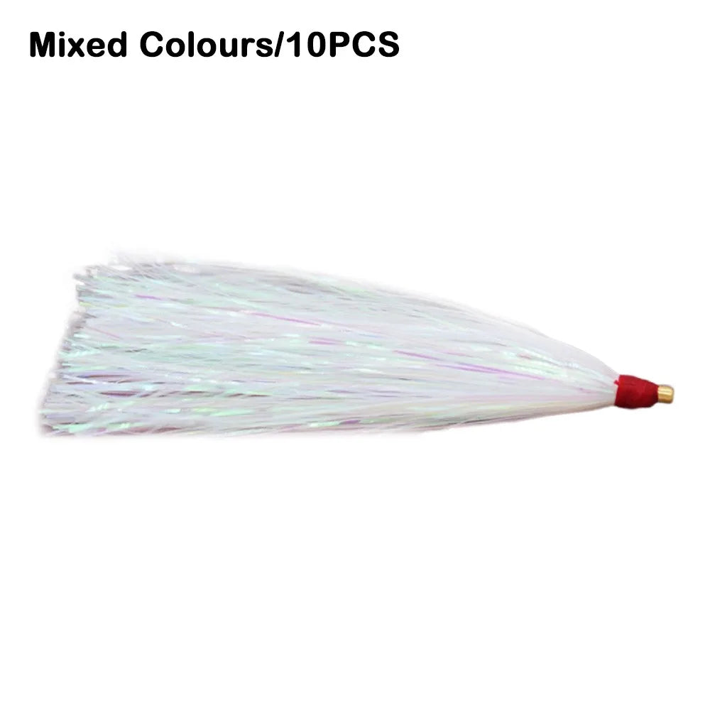 10PCS Colorful Rubber Trolling Skirt Fishing Bait Flash Line Portable Tuna Lure Artificial Bait Rig Fishing Hooks Fishing Tackle