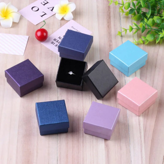 24 Square Jewelry Travel Organizer Gift Box with Black Sponge Eco Friendly Small Favors Ring Storage Box 5x5cm Cardboard Case