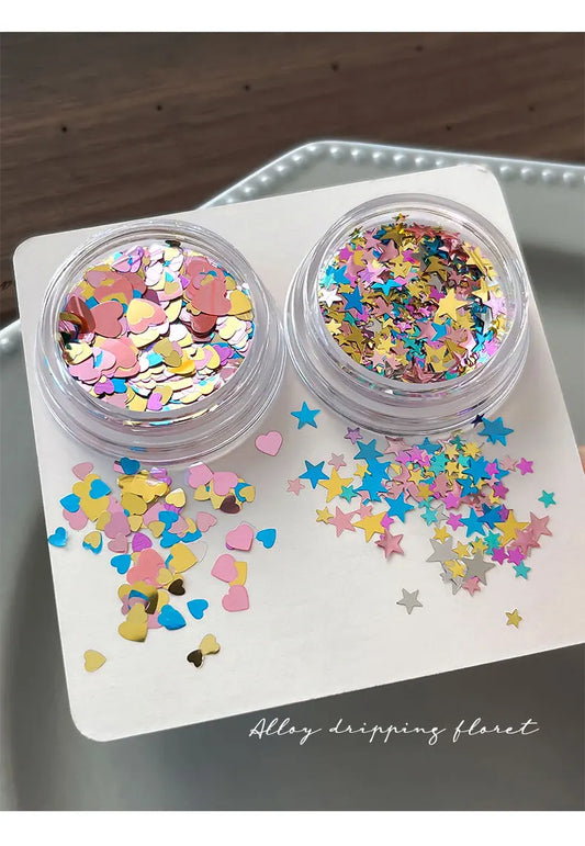 1 Box Glitter Star Nail Sequins 3D Charming Mixed Color Candy Colored Nail Flake Five-Point Star Nail Art Decor Diy Accessor