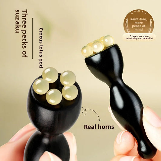 Yangjiao Purple Sandalwood Small Lotus Pong Eye Massage Comb Meridian Comb Facial Acupoint Facial Stretching Rod Massage Roller