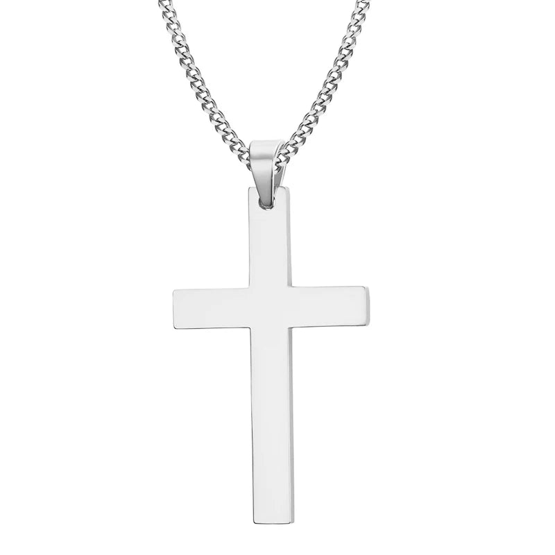 Fashion Stainless Steel Cross Pendant Necklace For Women Men Link Chain Charm Necklace Cool Boys Girls Punk Hip Hop Jewelry Gift