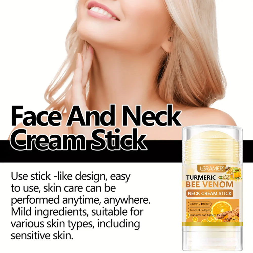 LGRAMER Turmeric Vitamin C Neck Cream Stick Face Cream Stick Anti-Aging Lightens Spots and Wrinkles Whitening