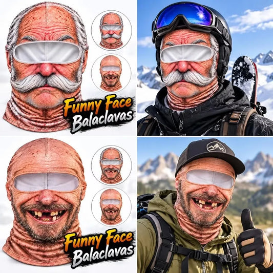 3D Face Printed Old Man Balaclava Full Coverage Breathable Eye Hole Winter Mask Cover Stretch White Mustache Novelty Headwear