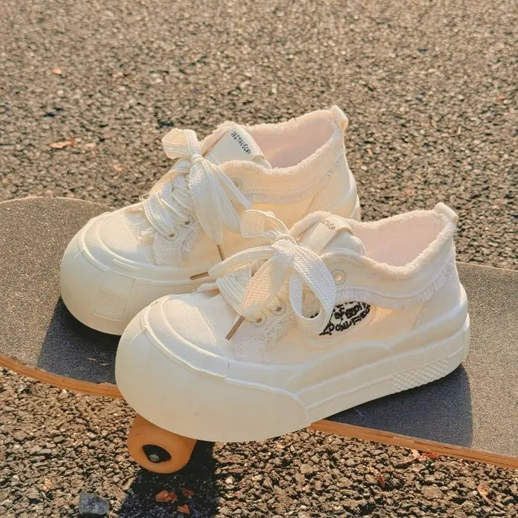 New Spring Women Breathable Sneakers Cute Pink Graffit Shoes Thick Heel Sneakers Casual Running Platform Y2K Lolita Sports Shoes