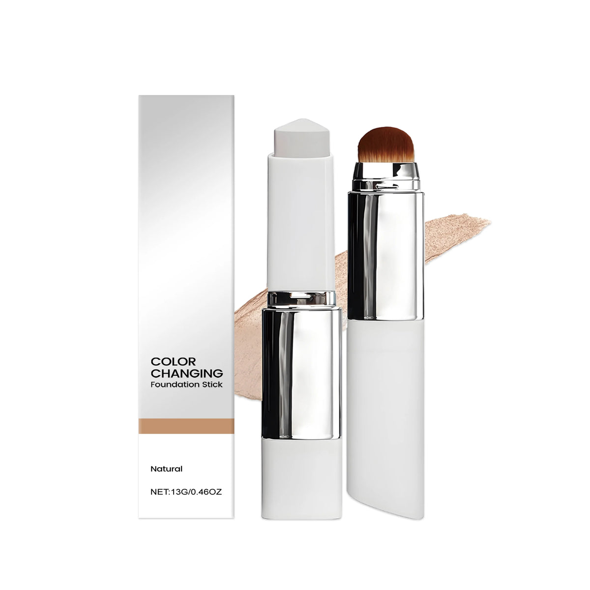2-in-1 Color-Changing Foundation Stick Moisturizing Skin Brightening Lightweight Changing Color Foundation Full Coverage Makeup