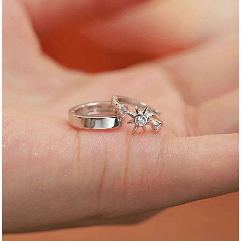 925 Sterling Silver Zircon Star Asymmetry Hoop Earrings For Women Party Classic Fine Jewelry Small Niche Minimalist Accessories