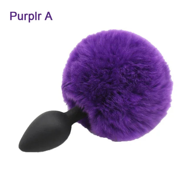 Multicolor Bunny Tail Butt Plug Soft Silicone Anal Plug Indeed Explore Ass Stimulate Roleplay Cosplay Props for Women Men Adults