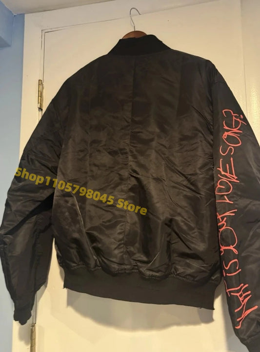 Fan Support ARIRANG 2026 Baseball Jacket Graffiti Printed Zip‑Up Bomber Coat Casual Street Outerwear for Daily Wear