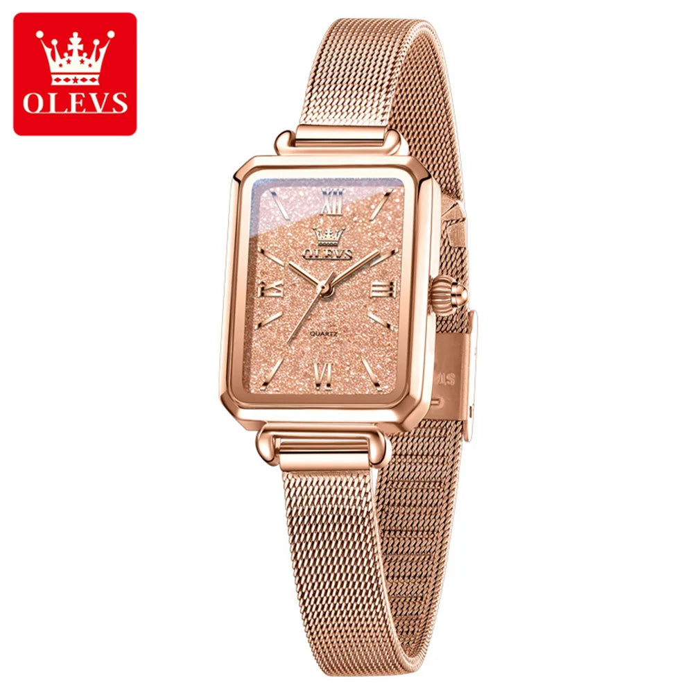 OLEVS 5705 Original Square Woman Watches Quartz Watch Mesh Strap Waterproof Watches For Woman Gift Ladies Clock Reloj
