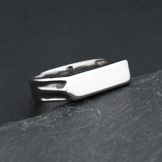 Fashion 316L Stainless Steel Simple Rings For Men Women Punk Hip Hop Square Band Flat Top Signet Ring Charm Party Jewelry Gifts