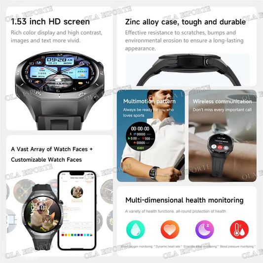 New Watch 6 Pro Smart Watch for Men Women Amoled Screen Ecg Heart Rate Monitor With Health data BT Call Message free gift Ht30