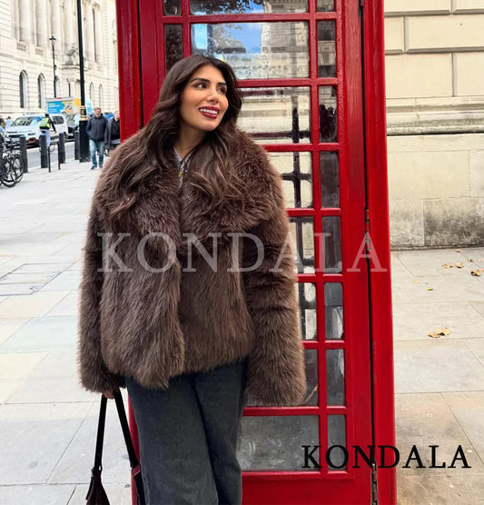 Women's Faux Fur Turn-Down Collar Jacket