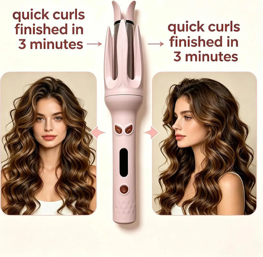 Automatic Rotating Hair Curling Crimping Iron, Negative Ion Ceramic Curler Professional Styling Wand Electric Salon Styling Tool