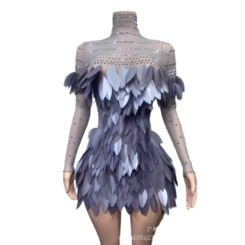 New Fashion Feather Skirt Makeup Ball Skirt Festival Performance Irregular Half Body Skirt Black