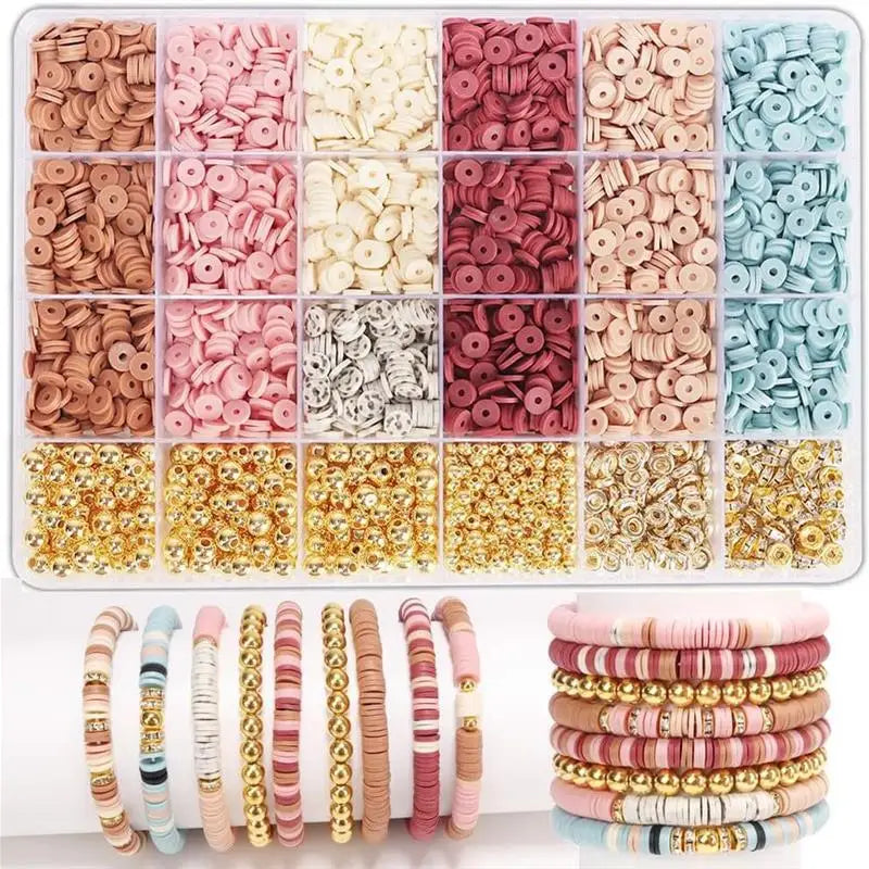 1900+PCS DIY Clay Beads Bracelet Making Kit - Friendship Jewelry with Golden Letter Beads for Women & - Perfect Birthday Gifts